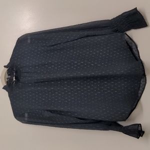 Ann Taylor high neck navy blue blouse